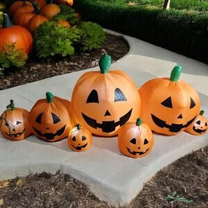 Inflatable LIGHTED Large 8' PUMPKIN PATCH Air blown Yard Outdoor Indoor Party